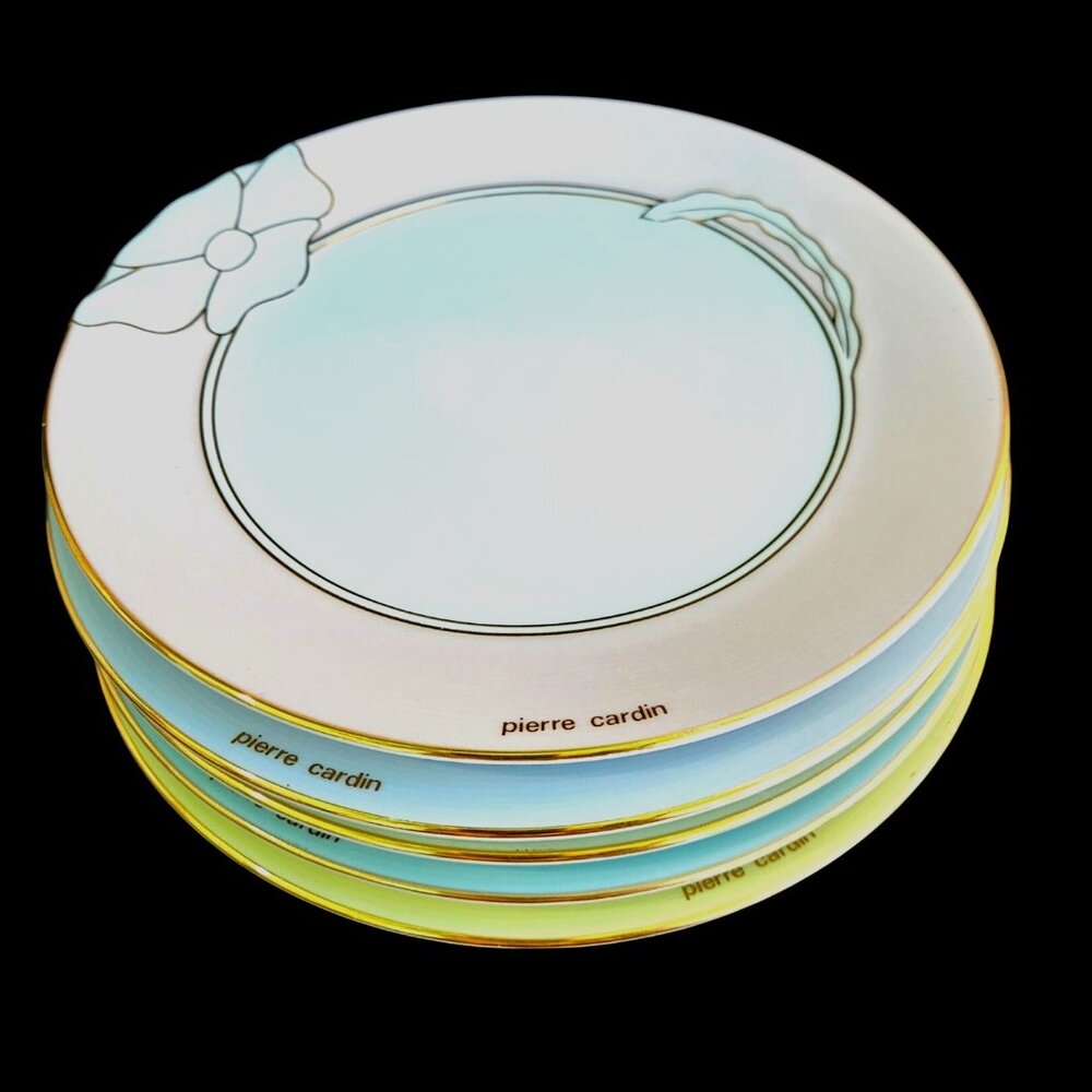 Pierre Cardin Pastel Porcelain Plates Set of 5 Yamaka Japan 7.5  Inch Vintage